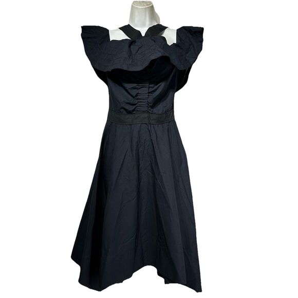 Derek Lam 10 Crosby Women's Off-the-shoulder Halter Poplin Dress Black Size 8 - Picture 1 of 9